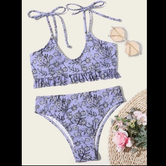 ROMWE Other - NWT ROMWE High Waisted Cheeky Purple Bikini Size L